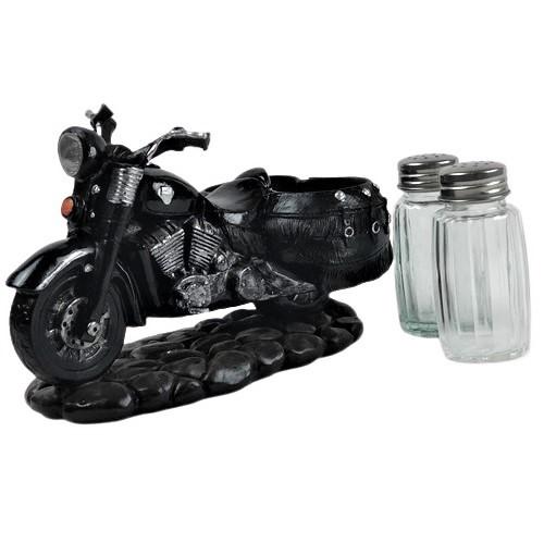 motorcycle, salt and pepper, shaker set, Harley, black, biker, American, unique, gifts, therezinha