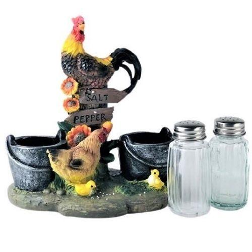 Salt and Pepper shakers, shaker set, roosters, chickens, gifts for the cook, gifts for the check, nuique kitchen decor, decor